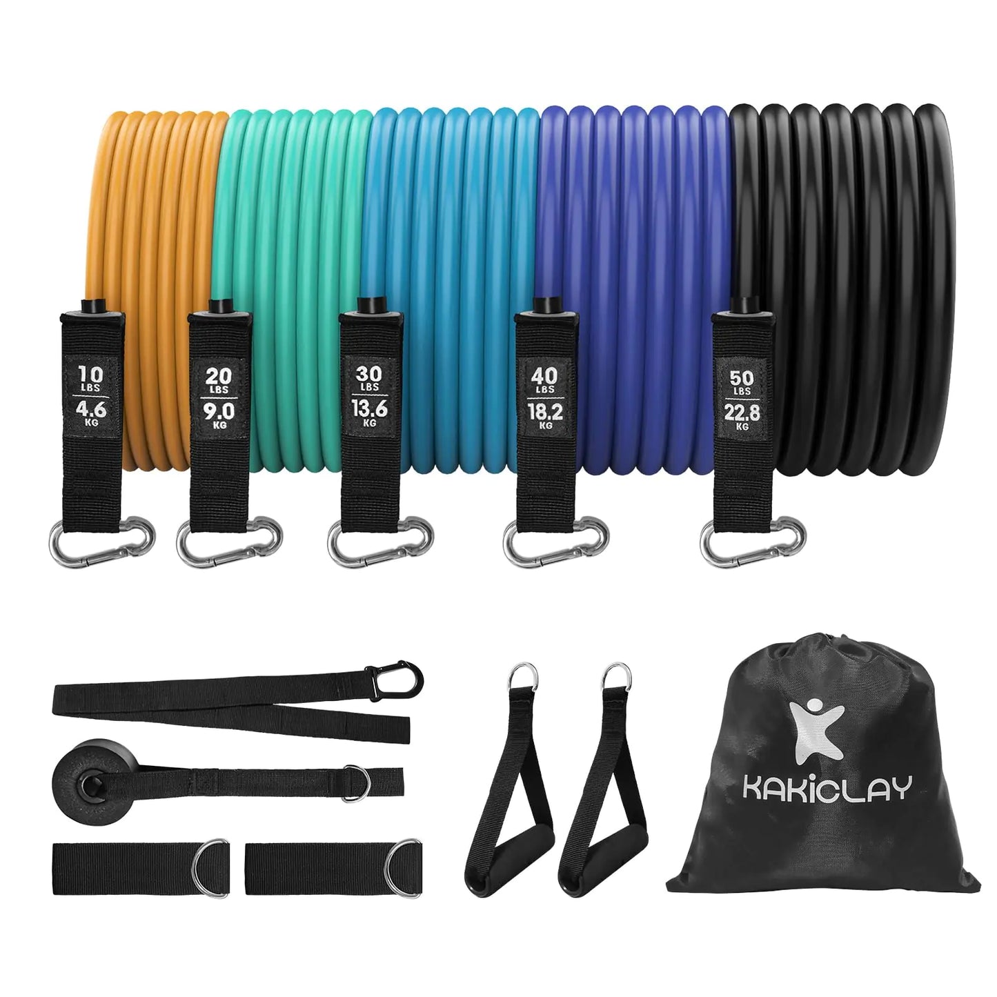 Resistance Bands Set with Separate Outdoor Anchor KAKICLAY Exercise Bands for Indoor and Ourdoor Use Versatile Resistance Bands for Men and Women