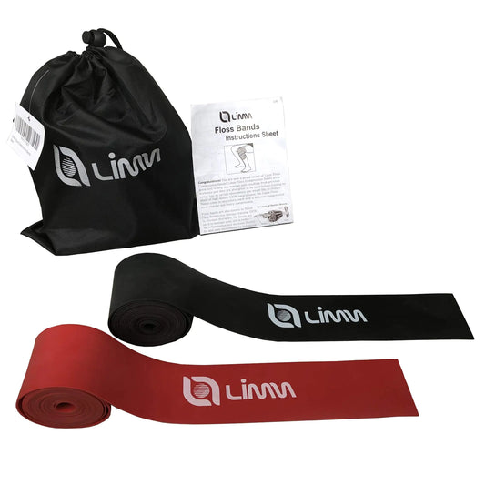 Limm Muscle Compression Floss Bands - Tack and Flossing Bands for Mobility Fitness and Recovery - Best for Athletes Therapy and Injury - Set A: Includes 2 Levels of Compression and Travel Pouch